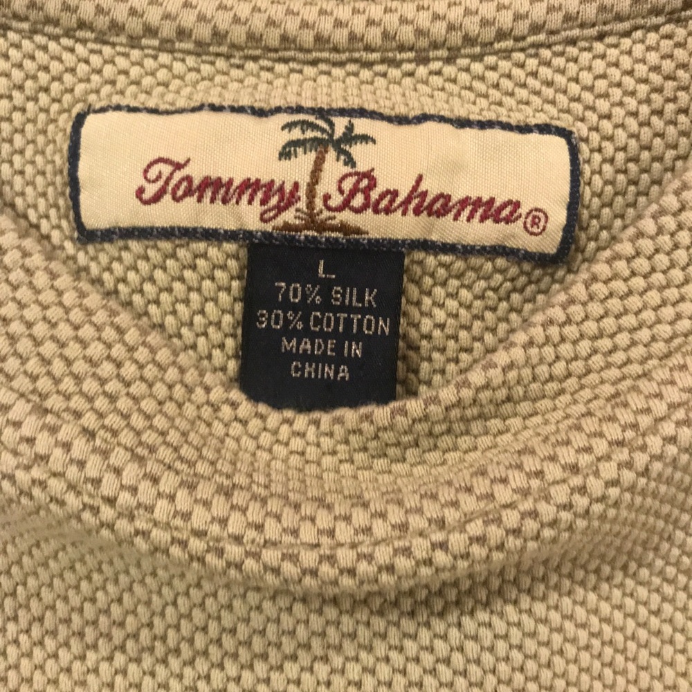 Tommy Bahama Dress Tee Sz L Silk/Cotton Lt Green